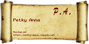 Petky Anna névjegykártya